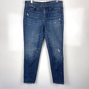 VINCE Mason Relaxed Rolled Jeans Distressed Women's Size 28 Tapered Dark Blue